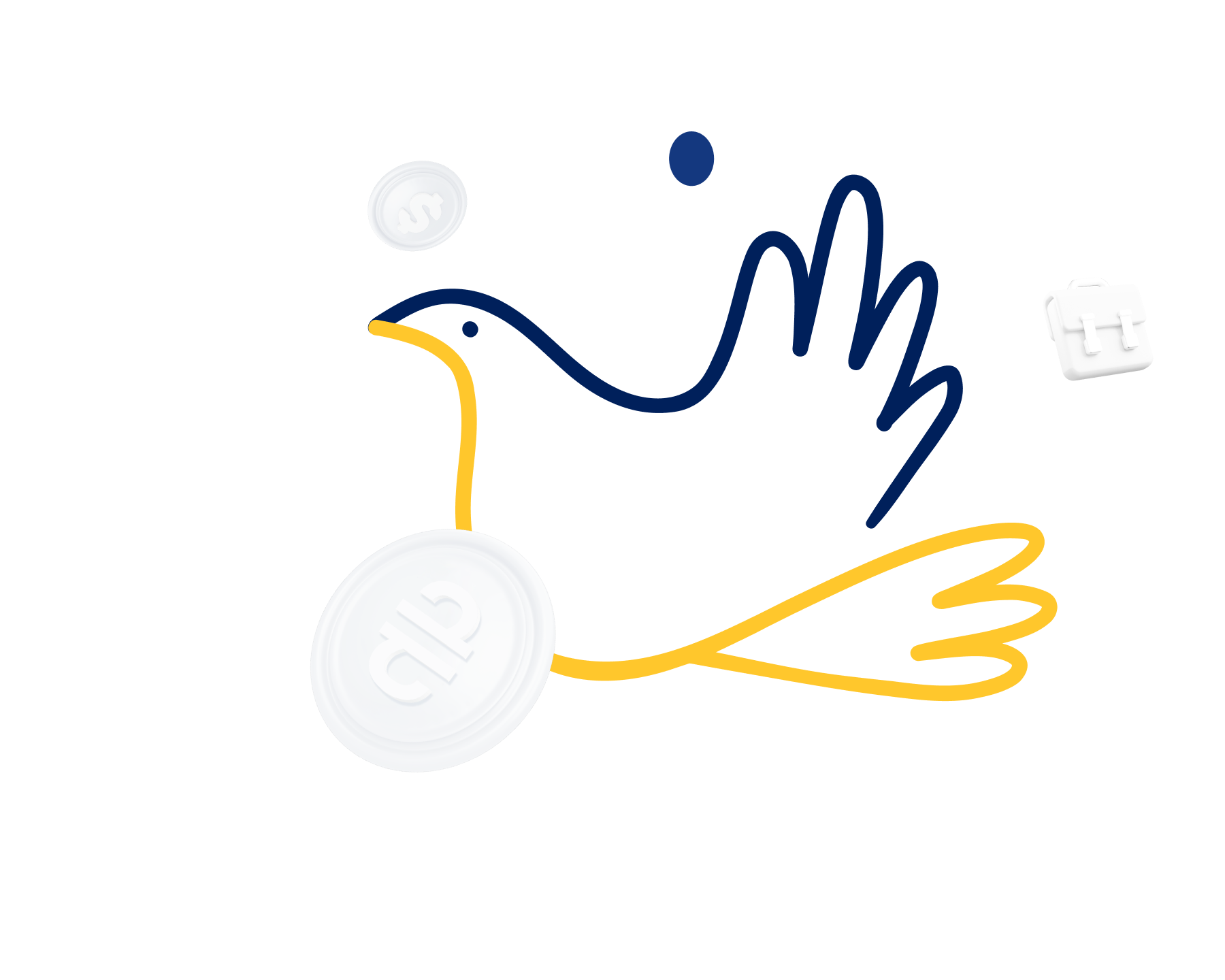 Pigeon in blue and yellow colors
